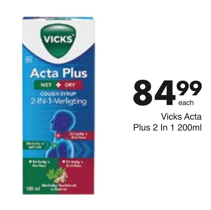 Vicks Acta Plus Cough Syrup 200ml offer at Save Hyper