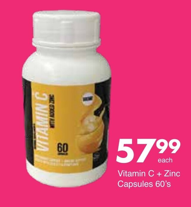 Vitamin C + Zinc Capsules 60's offer at Save Hyper