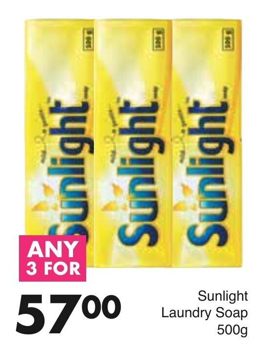 Sunlight Laundry Soap Bar 3 x 500g offer at Save Hyper