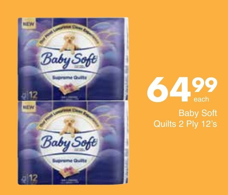 Baby Soft Supreme Quilts Toilet Tissue 12's offer at Save Hyper