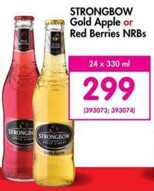 Makro’s liquor Strongbow Gold Apple or Red Berries NRBs 24 x 330ml offer