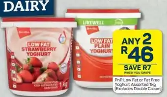 Pick n Pay Hypermarket PnP Low Fat or Fat Free Yoghurt 2 x 1kg offer