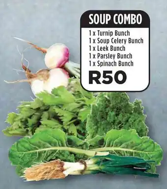 Food Lover's Market Soup Combo: 1x Turnip Bunch, 1x Soup Celery Bunch, 1x Leek Bunch, 1x Parsley Bunch, 1x Spinach Bunch offer