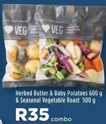 Food Lover's Market Herbed Butter & Baby Potatoes 600g & Seasonal Vegetable Roast 500g offer