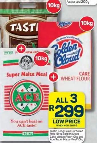 Pick n Pay Hypermarket Tastic Long Grain Parboiled Rice, Golden Cloud Cake Flour and Ace Super Maize Meal 3 x 10kg offer