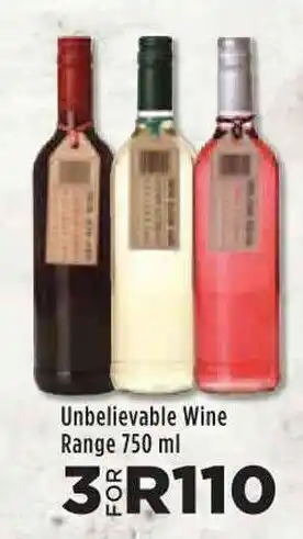 Food Lover's Market Unbelievable Wine Range 750 ml offer