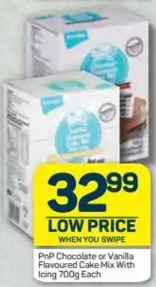 Pick n Pay Hypermarket PnP Chocolate or Vanilla Flavoured Cake Mix with Icing 700g offer