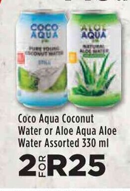 Food Lover's Market Coco Aqua Coconut Water or Aloe Aqua Aloe Water Assorted 330 ml offer
