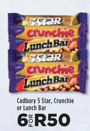 Food Lover's Market Cadbury 5 Star, Crunchie or Lunchbar offer