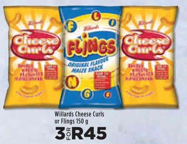 Willards Cheese Curls or Flings 150g offer at Food Lover's Market