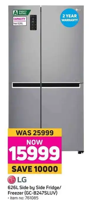 Game LG - 626L Side by Side Fridge / Freezer (GC-B247SLUV) offer