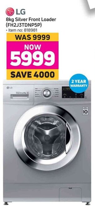 Game LG - 8kg Silver Front Loader (FH2J3TDNP5P) offer