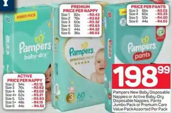 Pick n Pay Hypermarket Pampers New Baby Disposable Nappies Active/Premium/Pants Jumbo Pack offer