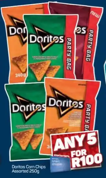 Pick n Pay Hypermarket Doritos Corn Chips Party Bag Assorted 5 x 250g offer