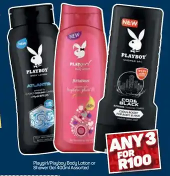 Pick n Pay Hypermarket Playgirl/Playboy Body Lotion or Shower Gel 3 x 400ml offer