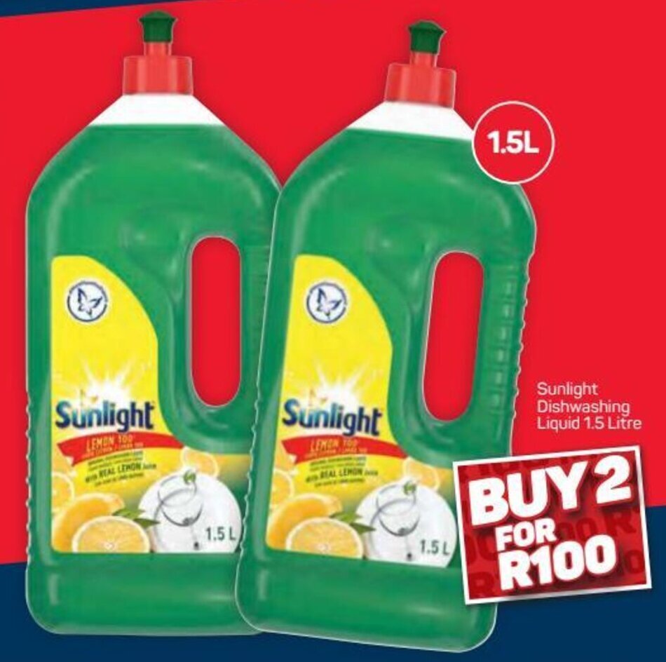 Sunlight Dishwashing Liquid 2 x 1,5L offer at Pick n Pay Hypermarket