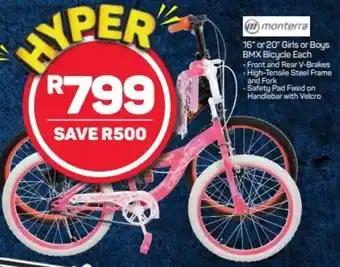 Pick n Pay Hypermarket Monterra Girls or Boys BMX Bicycle 16' or 20' offer