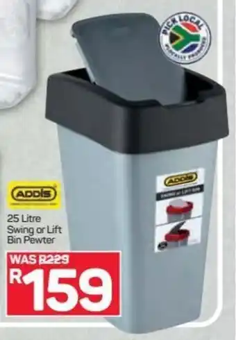 Pick n Pay Hypermarket Addis Swing or Lift Bin Pewter 25L offer