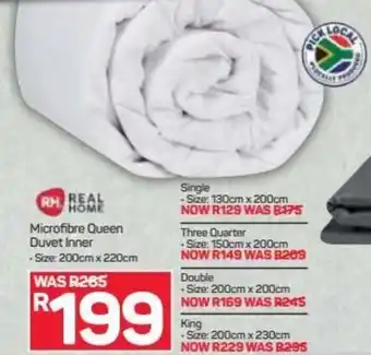 Pick n Pay Hypermarket Real Home Microfibre Queen Duvet Inner 200cm x 220cm offer