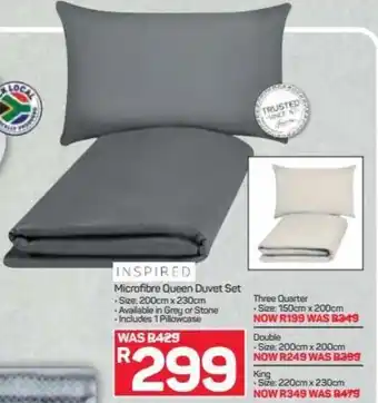 Inspired Microfibre Queen Duvet Set 200cm x 230cm