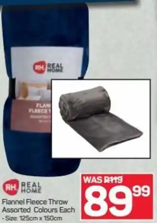 Pick n Pay Hypermarket Real Home Flannel Fleece Throw 125cm x 150cm offer