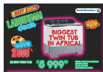 Kelvinator - 22.5kg Twin Tub