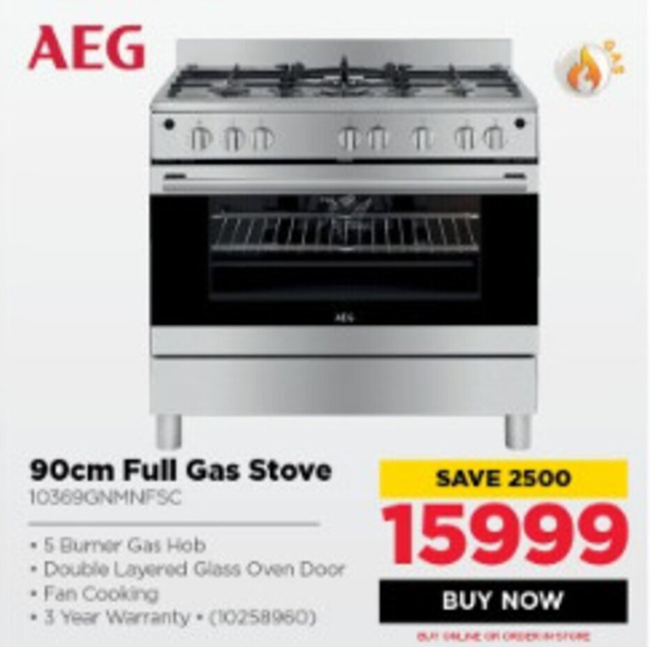 HiFi Corp AEG - 90cm Full Gas Stove offer