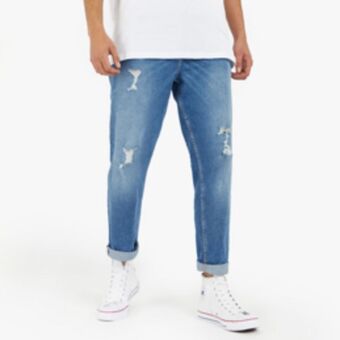 Sportscene Redbat men's medium blue straight leg jeans offer