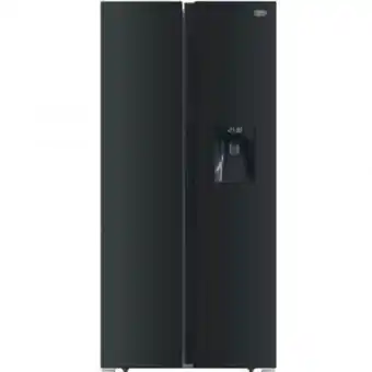 Defy 496lt black glass side by side wd fridge - dff456