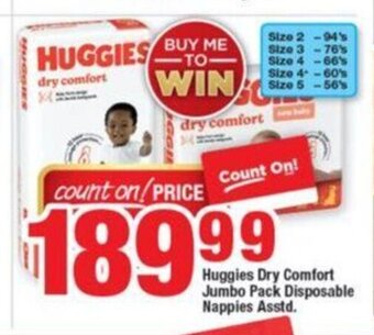 OK Foods Huggies Dry Comfort Jumbo Pack Disposable Nappies Asstd offer