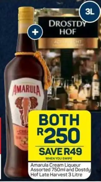 Pick n Pay Liquor Amarula Cream Liqueur Assorted 750 ml and Dostdy Hof Late Harvest 3 Litre offer