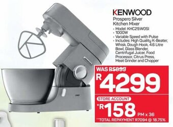 Pick n Pay Hypermarket Kenwood Prospero Silver Kitchen Mixer offer