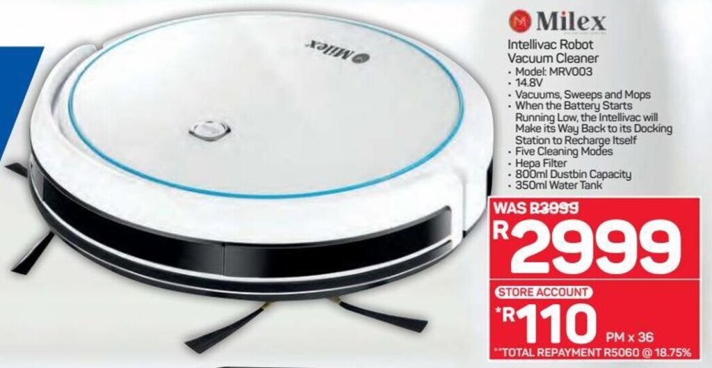 Milex Intellivac Robot Vacuum Cleaner offer at Pick n Pay Hypermarket