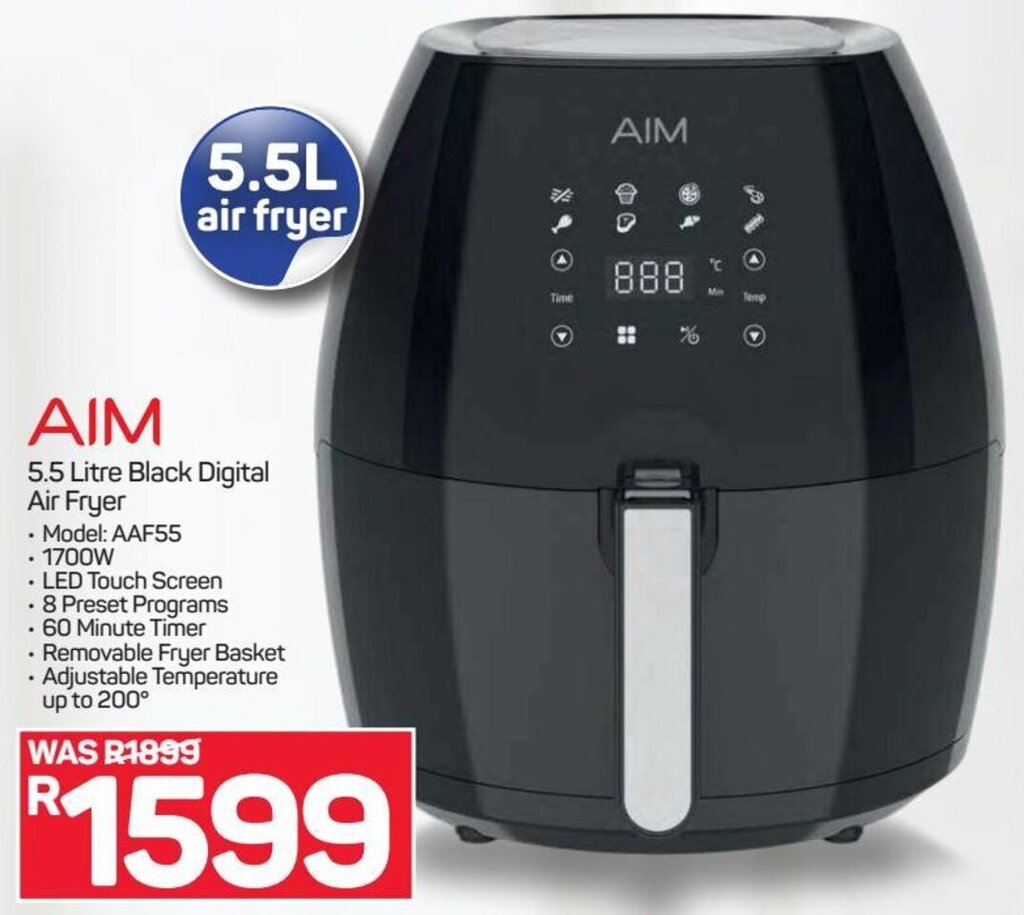 Aim Black Digital Air Fryer 5.5L offer at Pick n Pay Hypermarket