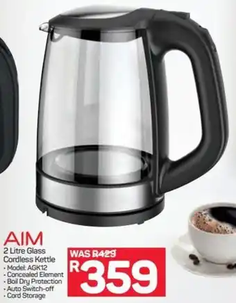 Pick n Pay Hypermarket Aim Glass Cordless Kettle 2L offer