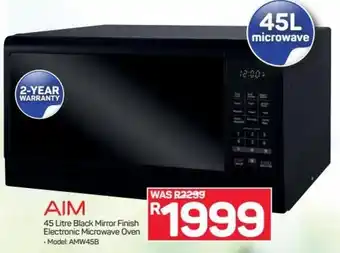 Pick n Pay Hypermarket Aim Black Mirror Finish Electronic Microwave Oven 45L offer