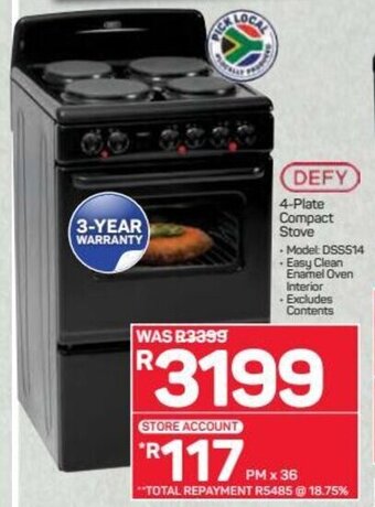 Pick n Pay Hypermarket Defy 4-Plate Compact Stove offer