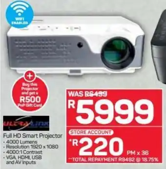 Pick n Pay Hypermarket Ultralink Full HD Smart Projector offer