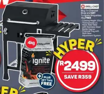 Pick n Pay Hypermarket Grill Chef Charcoal Braai and Get Ignite Briquettes 4kg offer