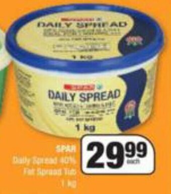 Spar Spar Daily Spread 40% Fat Spread 1kg offer