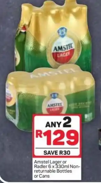 Pick n Pay Liquor Amstel Lager or Radler 6 x 330 ml NRB or Cans offer