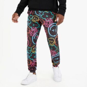 Men's black co-ord happy jogger
