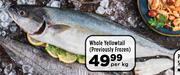 Food Lover's Market Whole Yellowtail (Previously Frozen)-Per kg offer