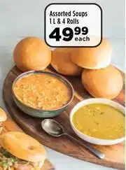 Food Lover's Market Assorted Soups 1Ltr & 4 Rolls-Each offer