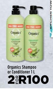 Food Lover's Market Organics Shampoo Or Conditioner-For 2 x 1L offer