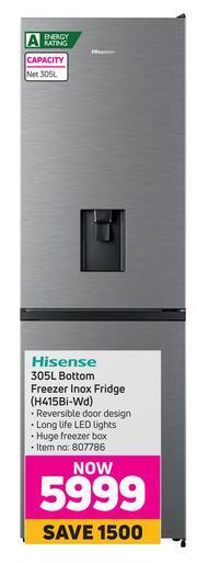 Game Hisense 305L Bottom Freezer Inox Fridge H415BI-WD offer