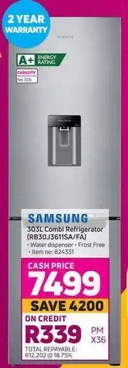 Game 1Samsung 303L Combi Refrigerator RB30J3611SA/FA offer