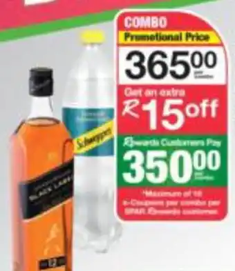 Johnnie Walker Black Label Blended Scotch Whisky 750 ml and Schweppes Lemonade 1L