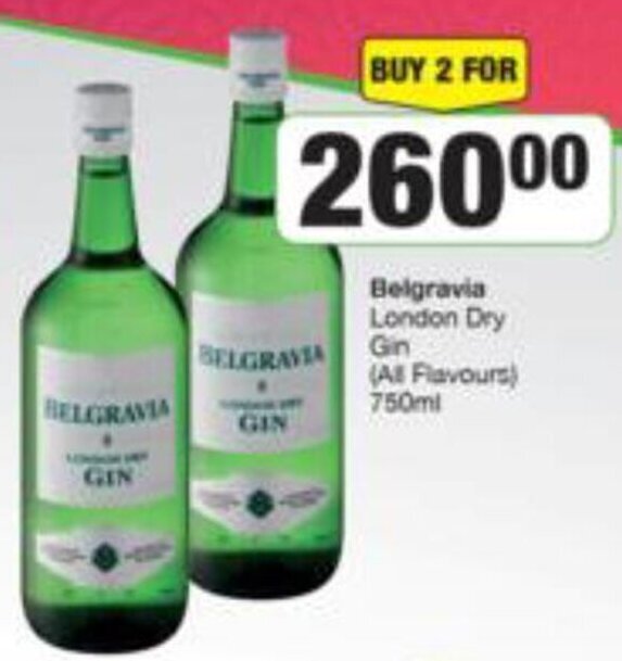 Belgravia London Dry Gin 750 ml offer at Spar Tops