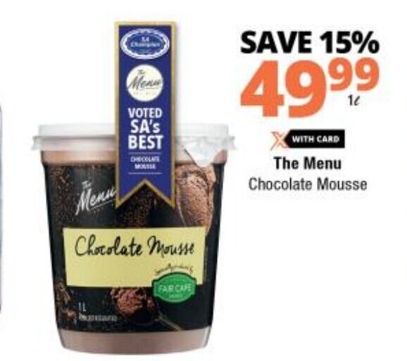 The Menu Chocolate Mousse 1L offer at Checkers